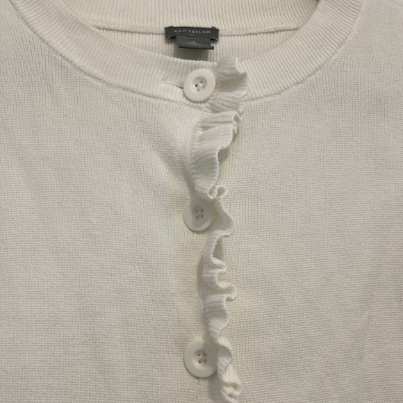Ann Taylor womens white cardigan with ruffle detail - Picture 4 of 9
